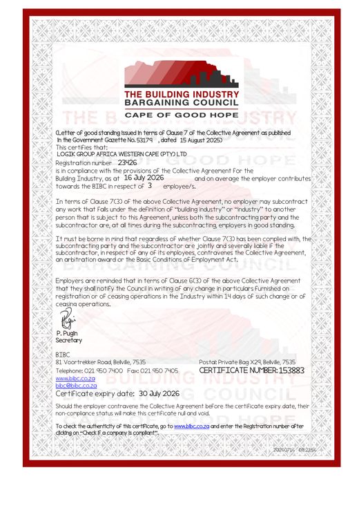 Letter of Good Standing