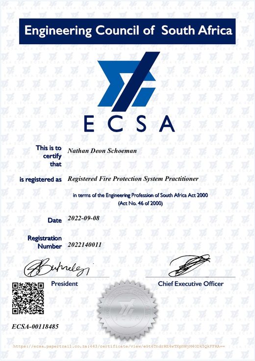 Registered Fire Protection System Practitioner